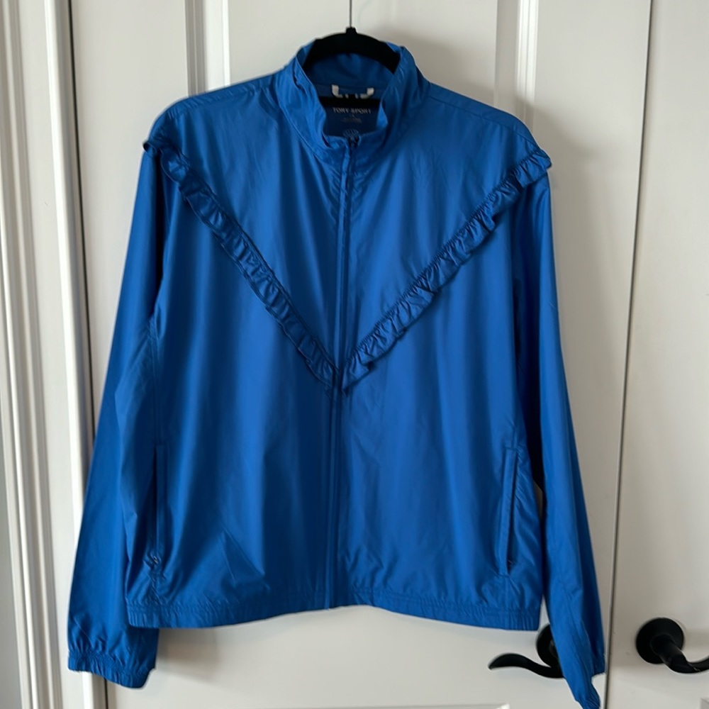 Tory Birch sport light weight blue jacket, size large